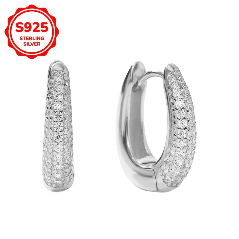 Women's S925 Sterling Zirconia Geometric Round Earrings, Exquisite Gift
